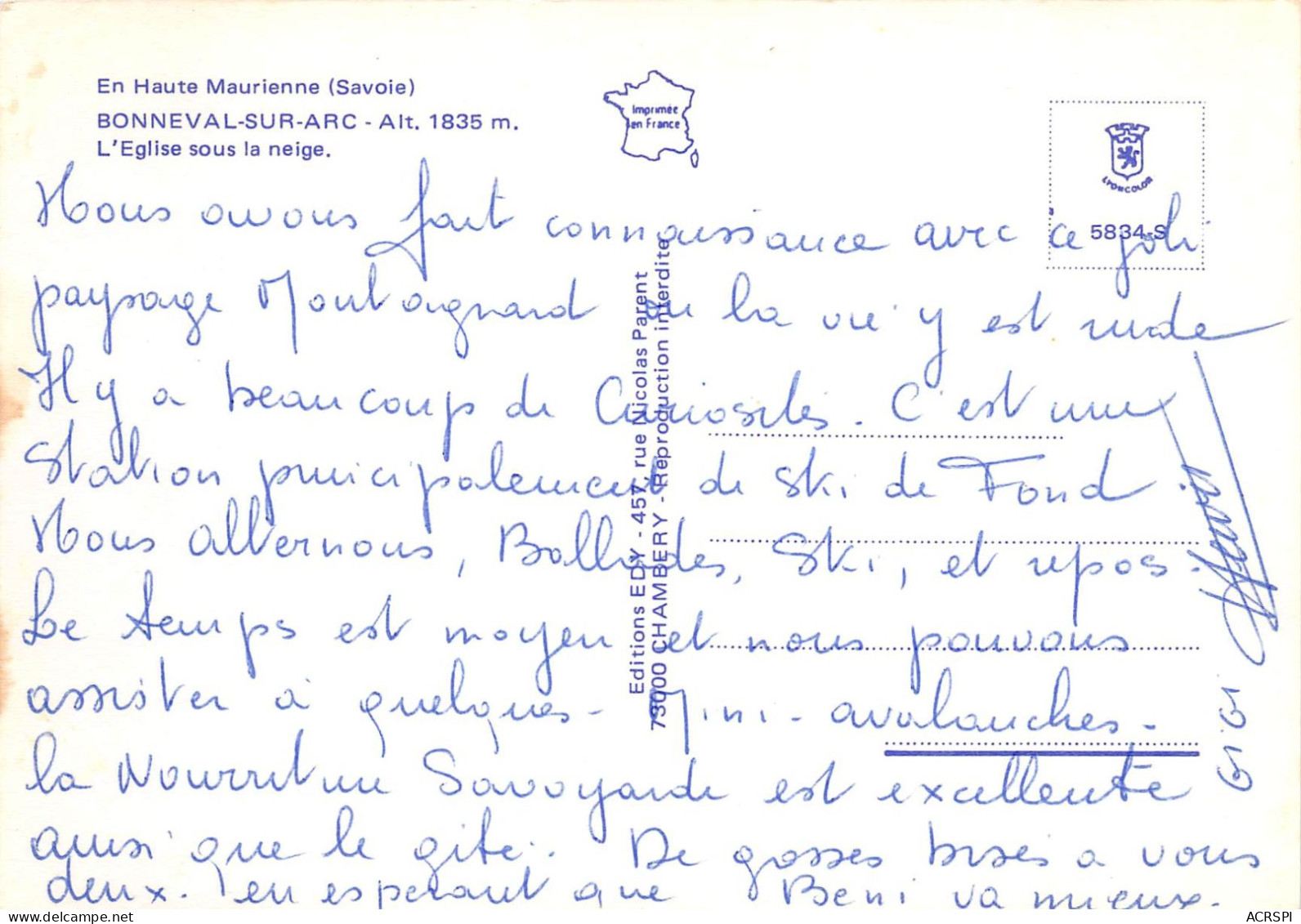 BONNEVAL SUR ARC Alt 1835m L Eglise Sous La Neige 10(scan Recto-verso) MA569 - Bonneval Sur Arc