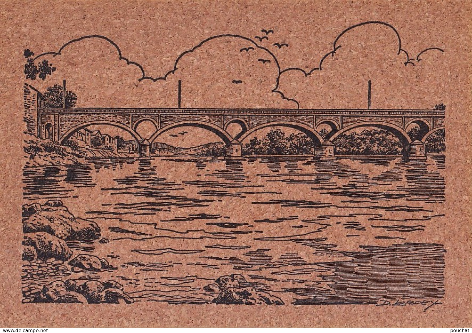 R11-47) TONNEINS - LOT ET GARONNE - LE PONT SUR LA GARONNE  - CARTE  EN LIEGE - ( 2 SCANS ) - Tonneins