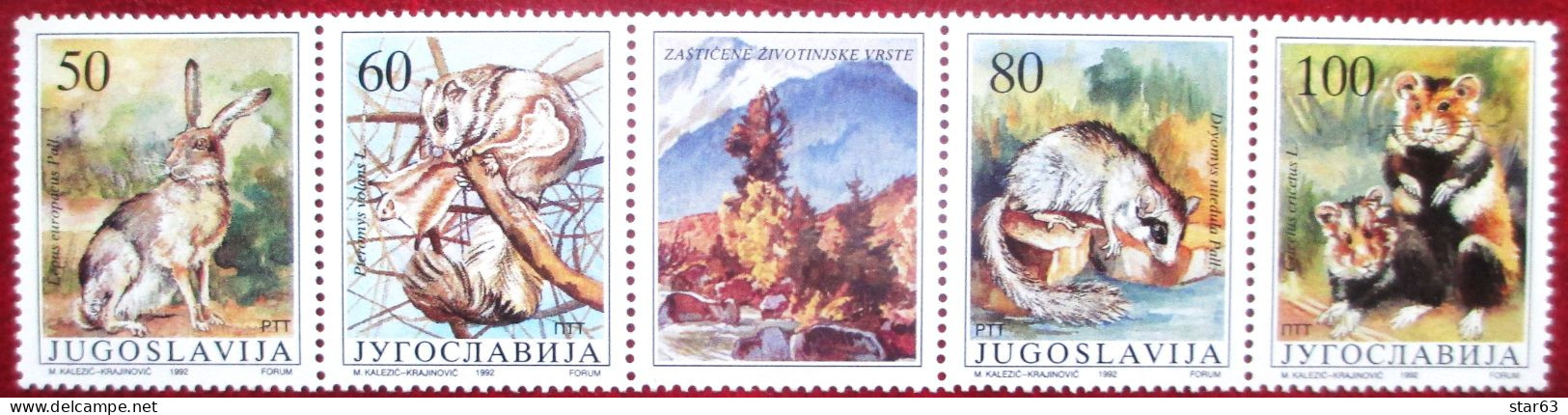 Yugoslavia  1992  Fauna  Animals  4 V + Label  MNH - Nuovi