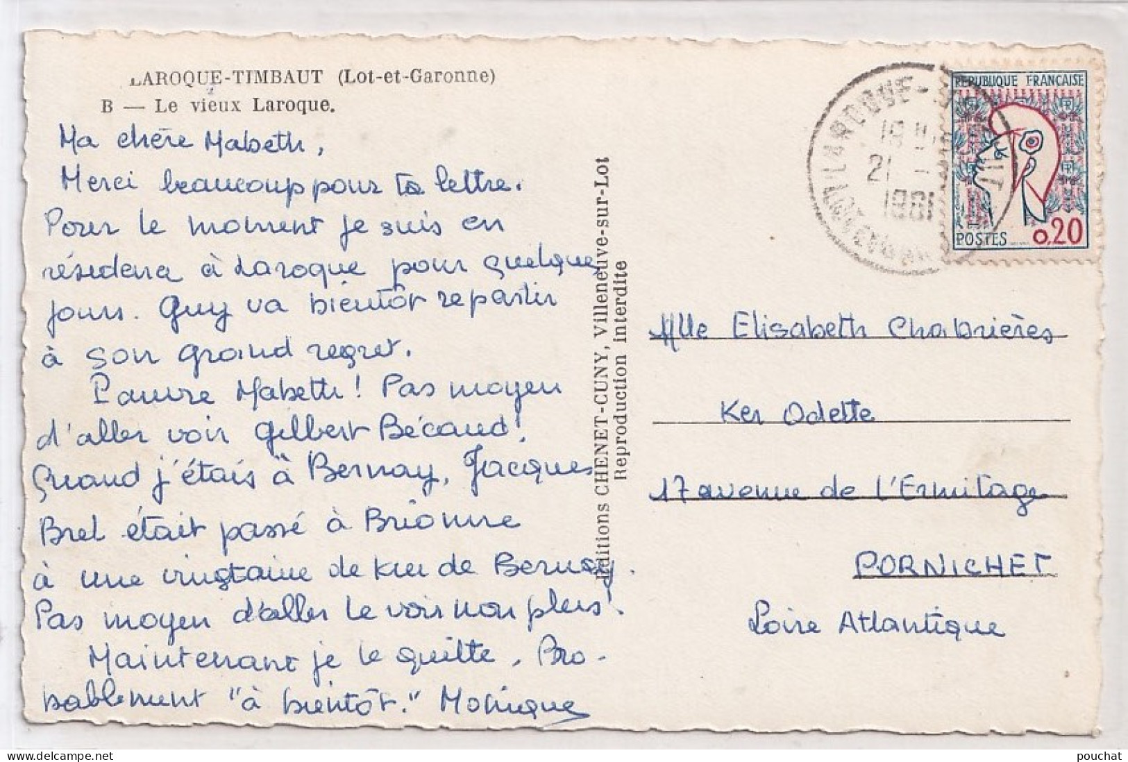 R27-47) LAROQUE TIMBAUT - LE VIEUX LAROQUE - EN  1961  - ( 2 SCANS ) - Laroque Timbault