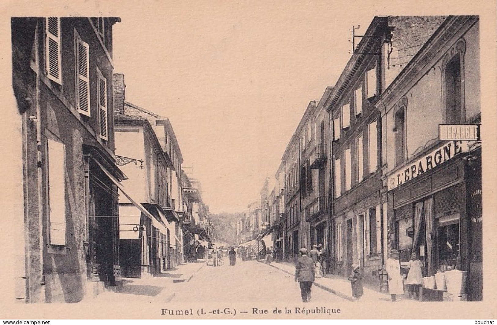 R29-47) FUMEL - RUE DE LA REPUBLIQUE - ANIMEE - EPICERIE L ' EPARGNE - HABITANTS - ( 2 SCANS ) - Fumel