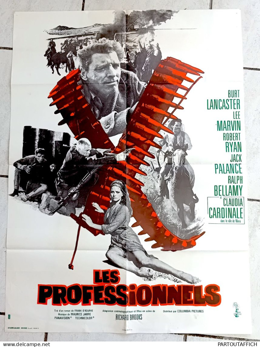 Affiche Ciné PROFESSIONNELS Burt LANCASTER Lee MARVIN Claudia Cardinale 1966 60X80 - Posters