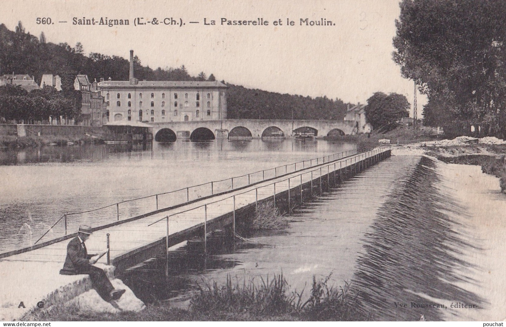 R30-41) SAINT - AIGNAN - LA PASSERELLE ET LE MOULIN - EN 1934 + TIMBRES TAXE - ( 2 SCANS ) - Saint Aignan