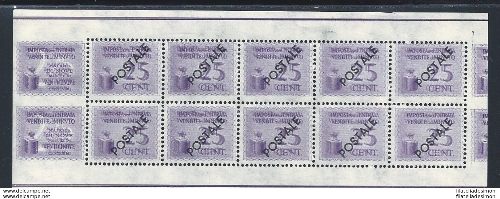 1944 RSI, Casalecchio Di Reno CEI N° 3a 25c. Violetto VARIETA' DOPPIA STAMPA - Other & Unclassified