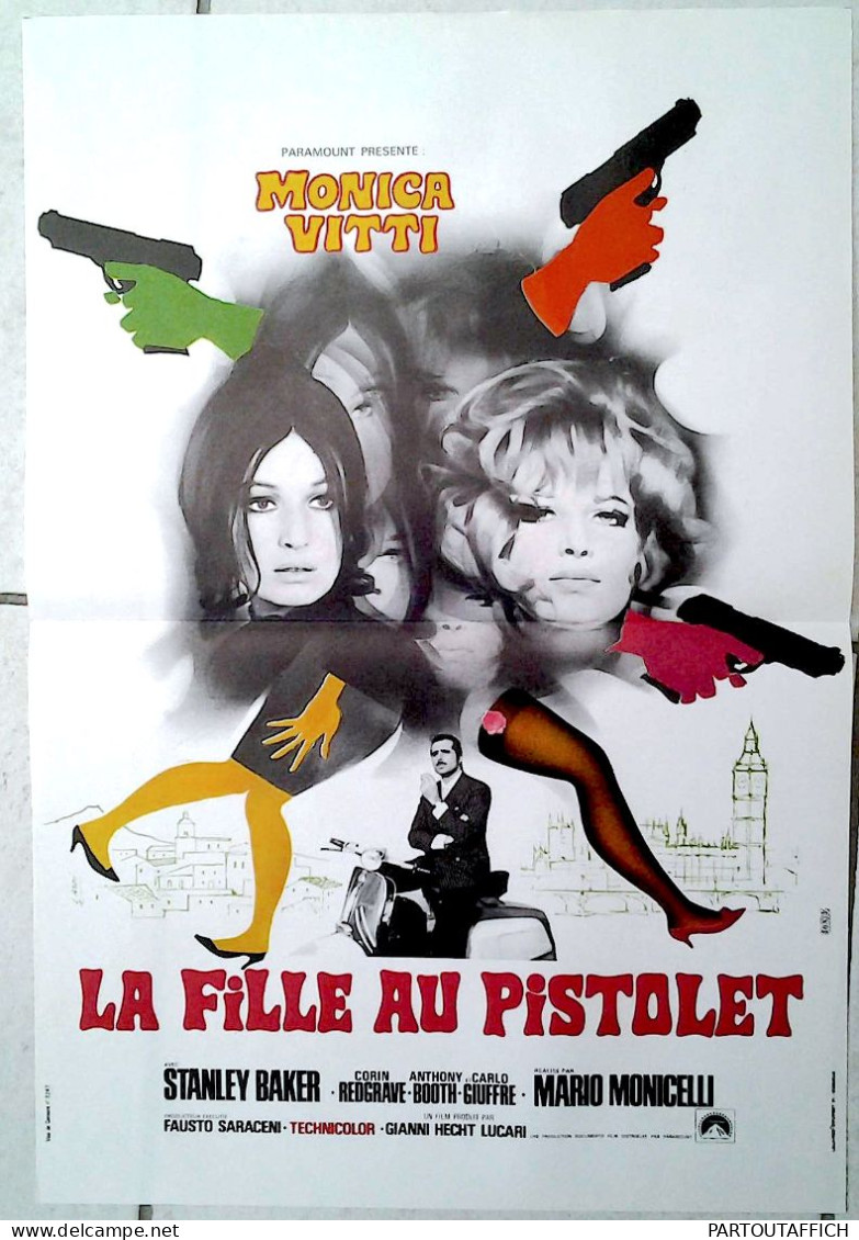 Affiche Ciné FILLE AU PISTOLET (RAGAZZA CON LA PISTOLA) Mario MONICELLI Monica VITTI 40X60 STAN BAKER 1968 - Afiches & Pósters