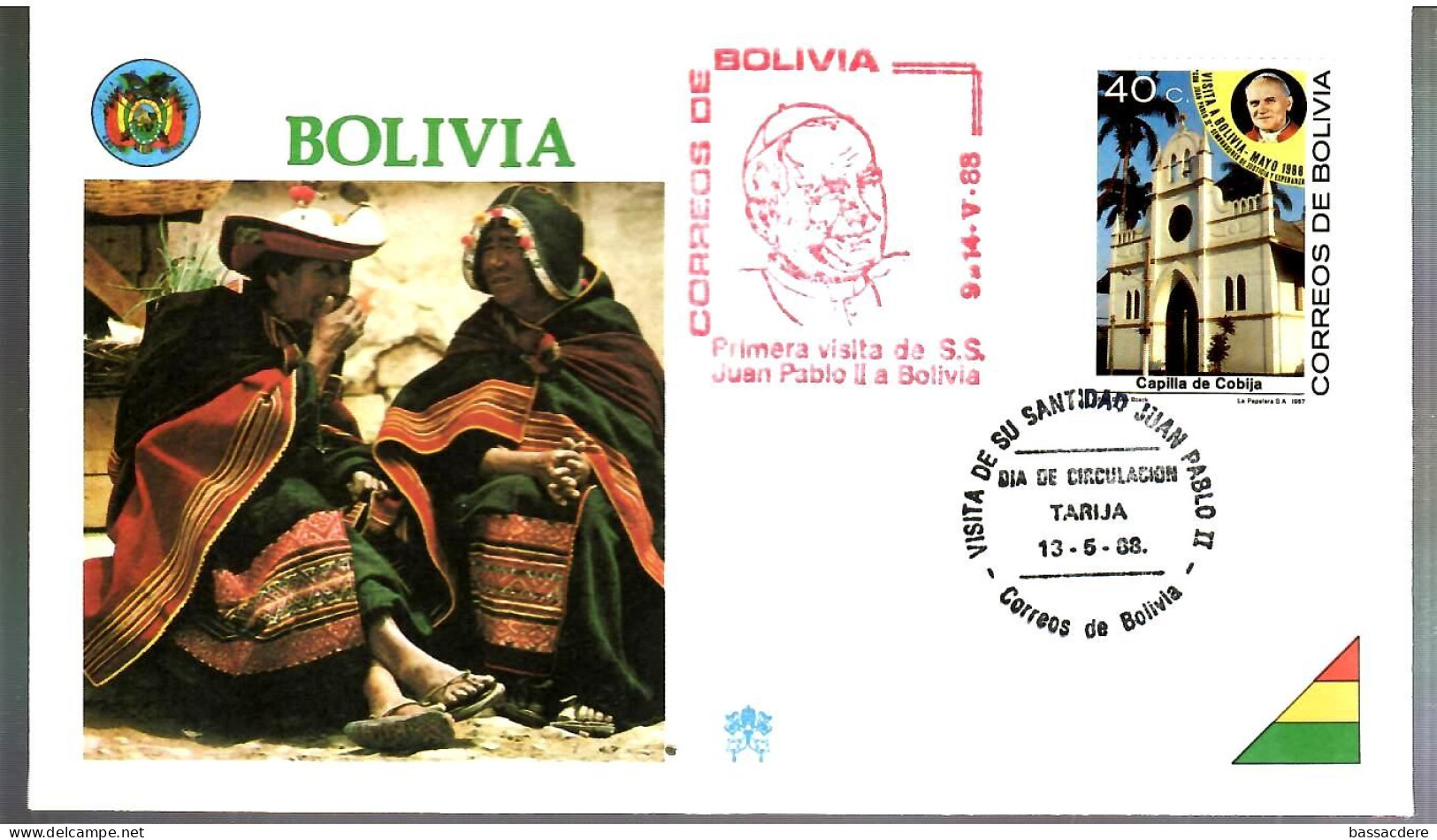 79503 - 7  Enveloppes  Voyage Pape JEAN PAUL II - Bolivia
