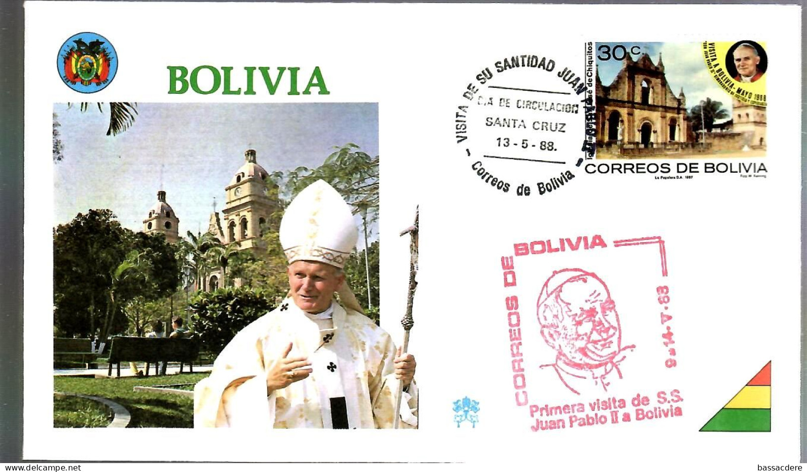 79503 - 7  Enveloppes  Voyage Pape JEAN PAUL II - Bolivie