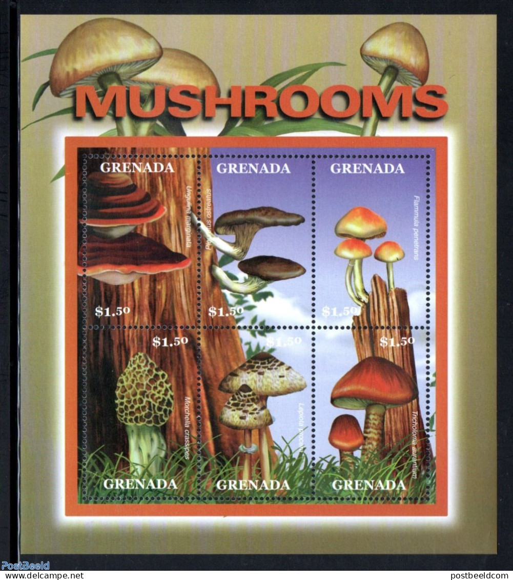 Grenada 2000 Mushrooms 6v M/s, Mint NH, Nature - Mushrooms - Funghi