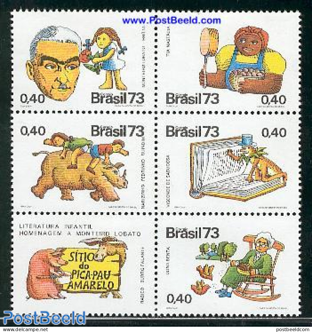 Brazil 1973 Children Books 5v+tab [++], Mint NH, Art - Books - Children's Books Illustrations - Unused Stamps