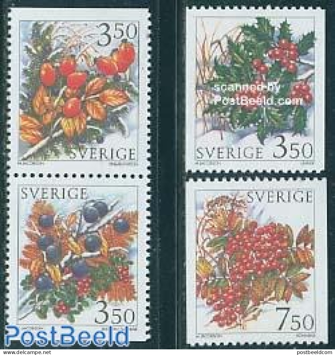 Sweden 1996 Fruits 2v+pair, Mint NH, Nature - Fruit - Unused Stamps