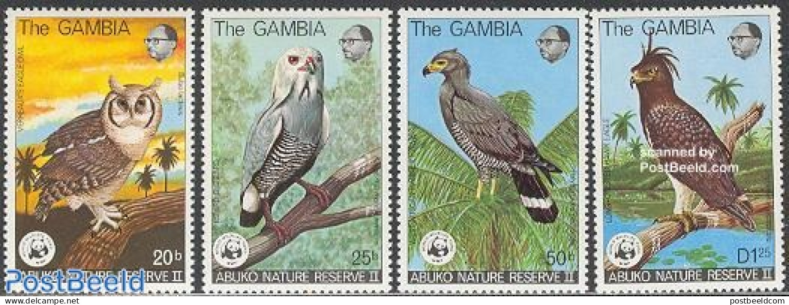 Gambia 1978 WWF, Birds 4v, Mint NH, Nature - Birds - Birds Of Prey - Owls - World Wildlife Fund (WWF) - Gambia (...-1964)