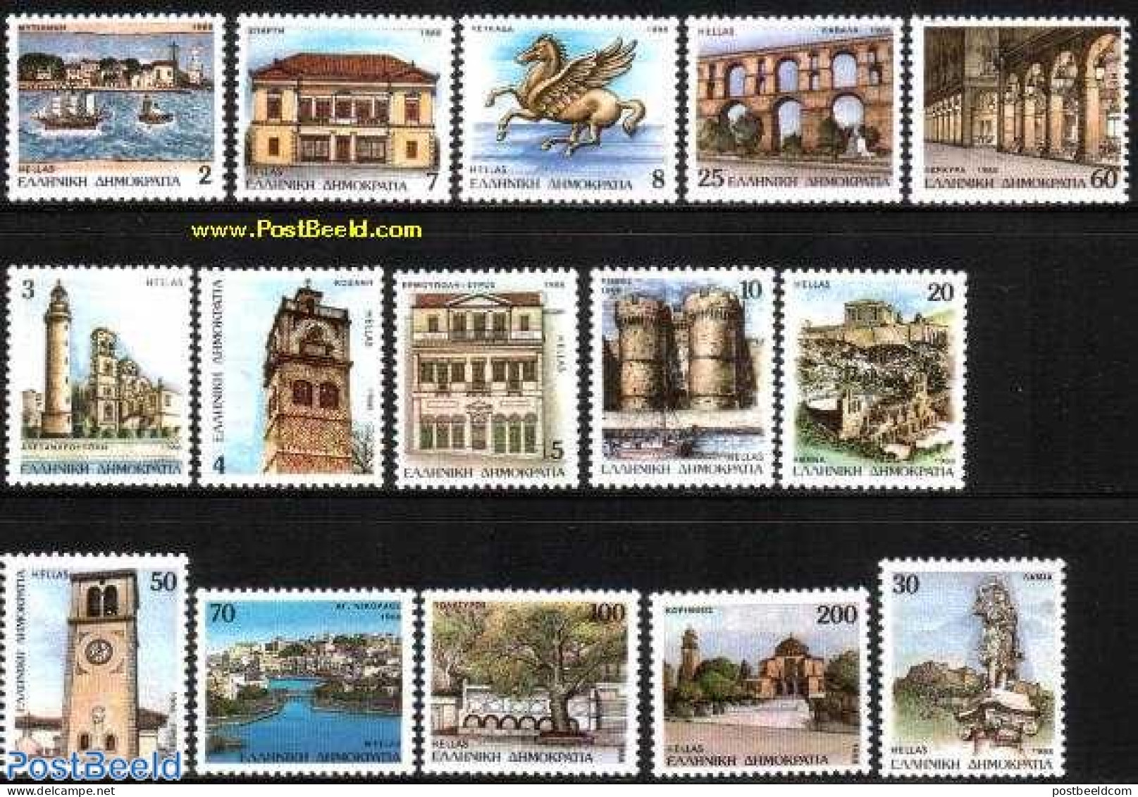 Greece 1988 Capitals 15v, Mint NH, Transport - Various - Ships And Boats - Lighthouses & Safety At Sea - Art - Archite.. - Ungebraucht