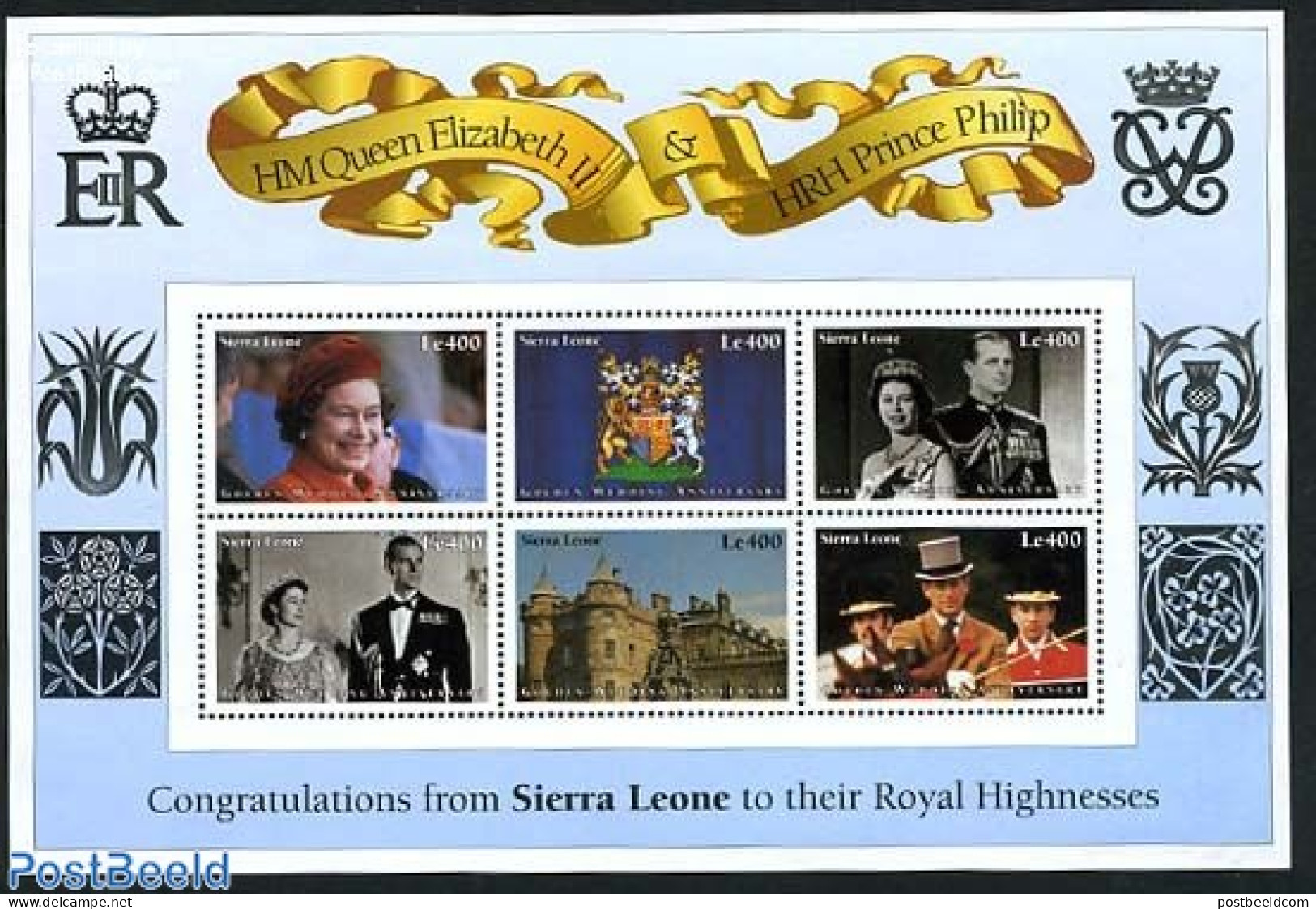 Sierra Leone 1997 Elizabeth II Golden Wedding 6v M/s, Mint NH, History - Kings & Queens (Royalty) - Familias Reales