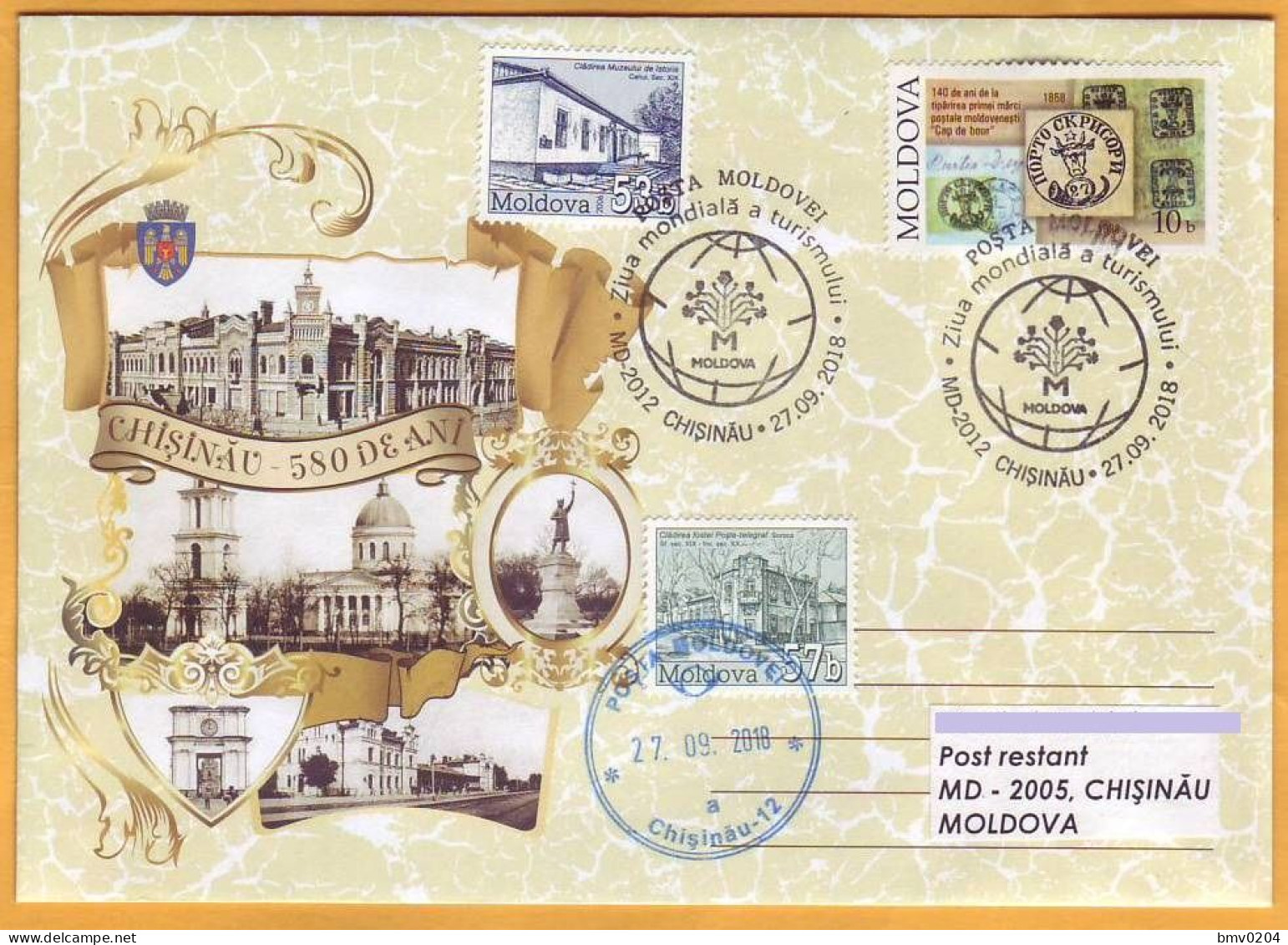 2018 Moldova Moldavie Moldau Special Postal Cancellation "International Tourism Day". - Moldavie