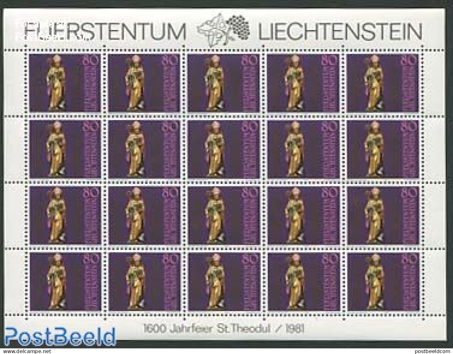 Liechtenstein 1981 St. Theodul M/s, Mint NH, Religion - Religion - Unused Stamps