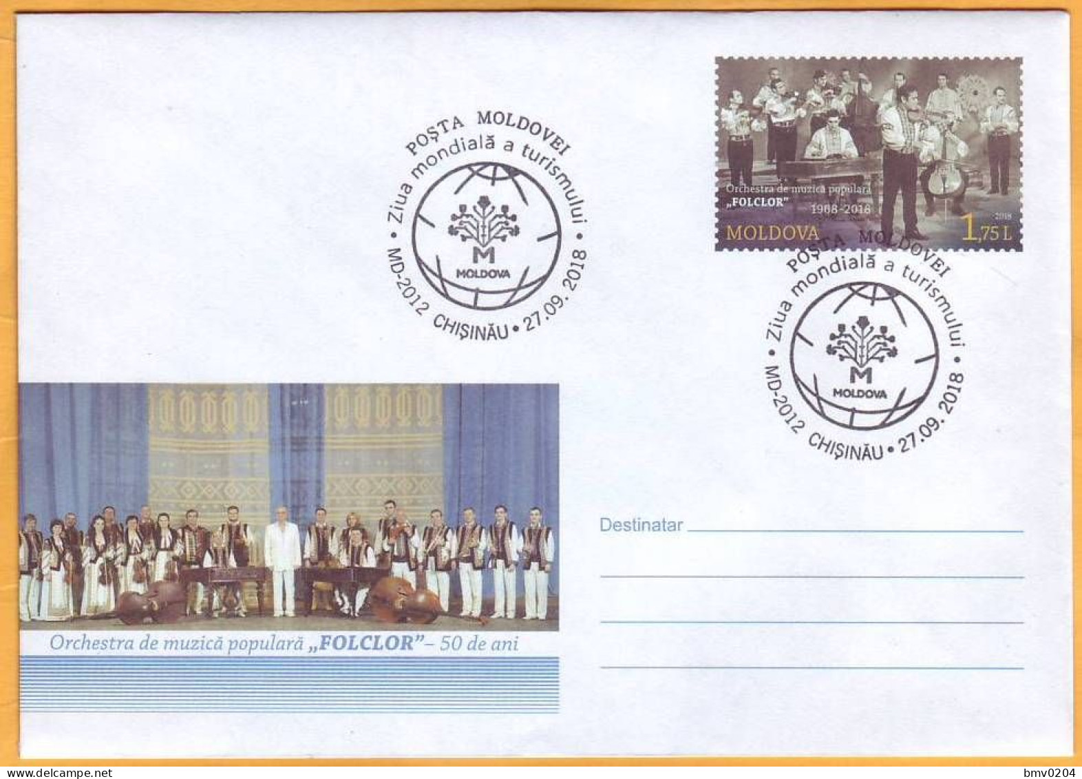 2018 Moldova Moldavie Orchestra "Folklore", Special Postal Cancellation "International Tourism Day". - Moldavie