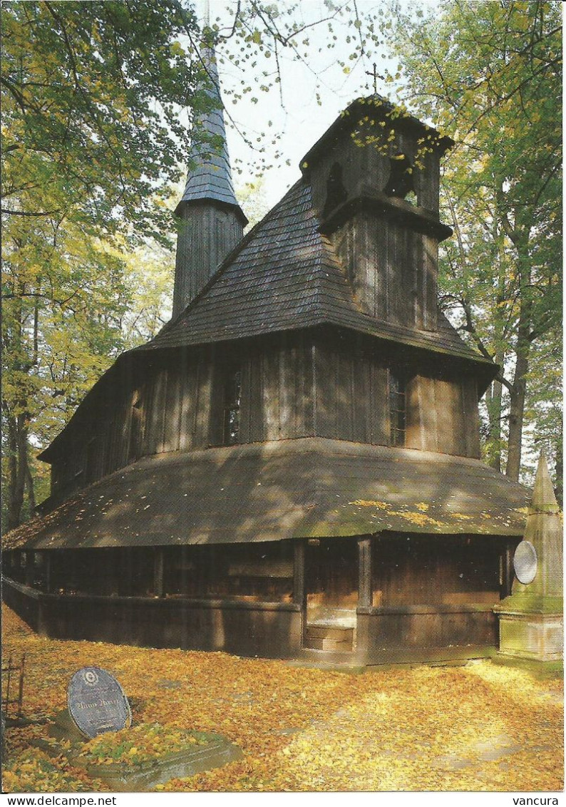 Picture Postcard + Stamp No. 490 Czech Republic Virgin Mary Wooden Church In Broumov Braunau 2006 - Churches & Cathedrals