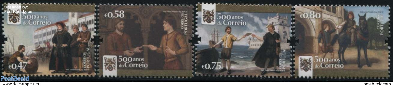Portugal 2016 500 Years Post 4v, Mint NH, Nature - Transport - Horses - Post - Ships And Boats - Unused Stamps