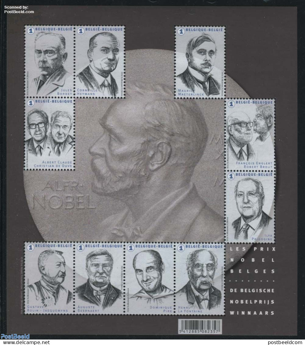 Belgium 2016 Nobel Prize Winners 10v M/s, Mint NH, History - Nobel Prize Winners - Unused Stamps