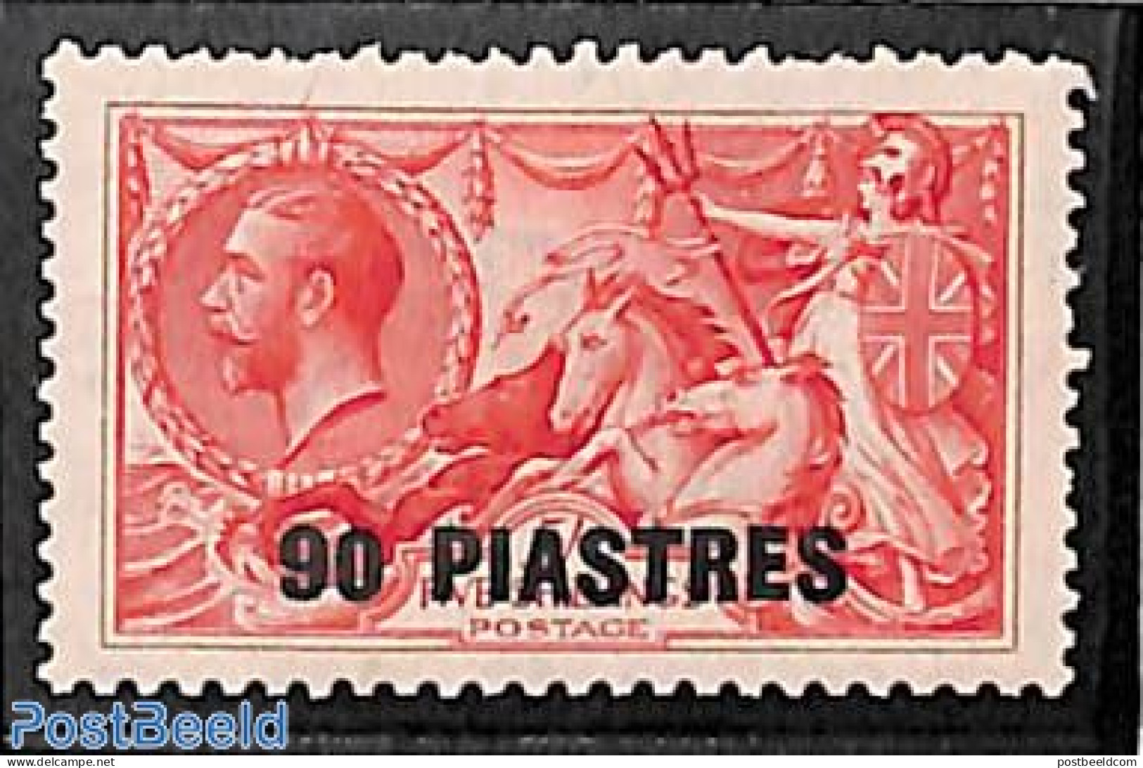 Great Britain 1921 Levant, 90 Piastres On 5sh, Stamp Out Of Set, Unused (hinged) - Neufs