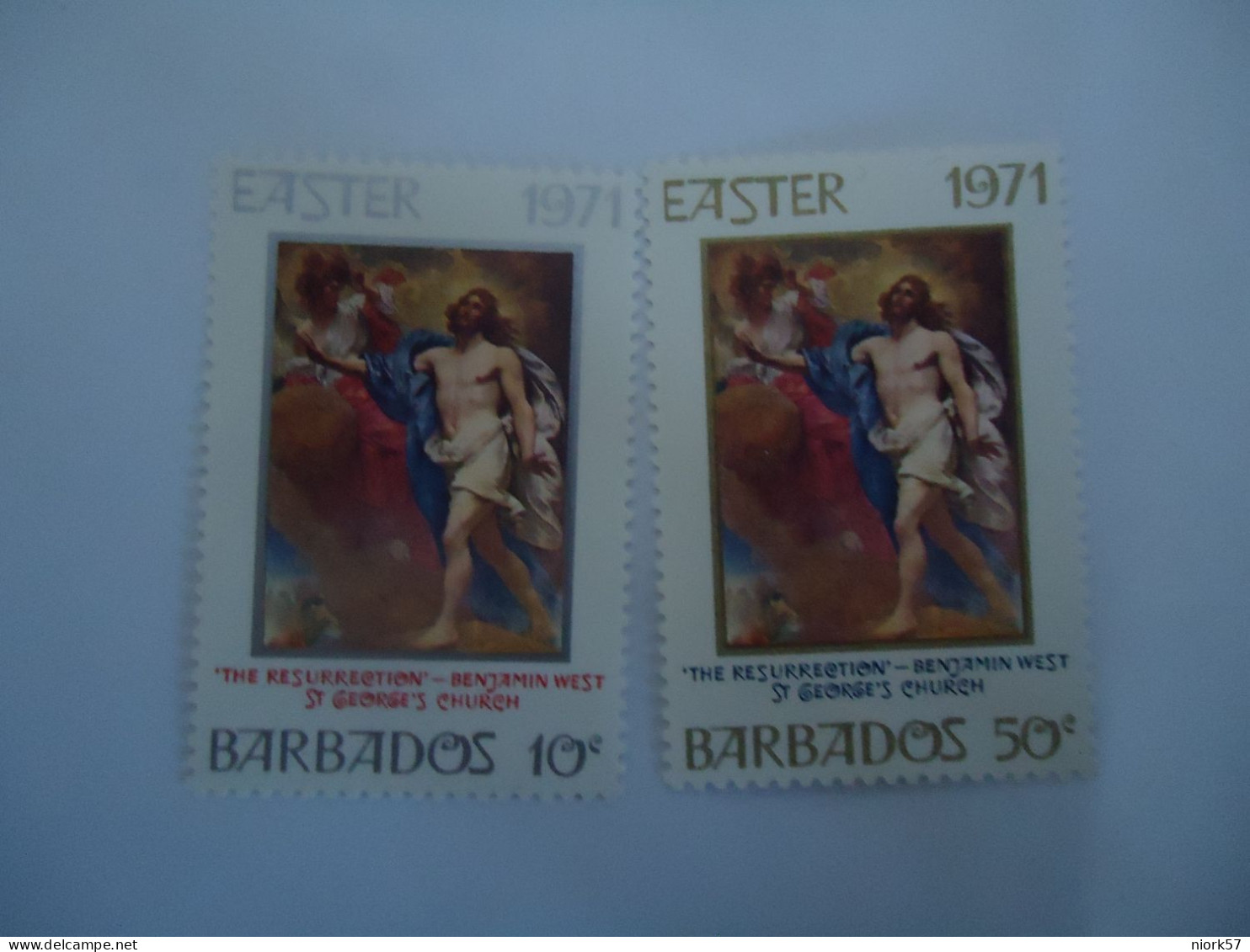 BARBADOS MNH SET 2 STAMPS   EASTER 1971  2 SCAN - Pascua