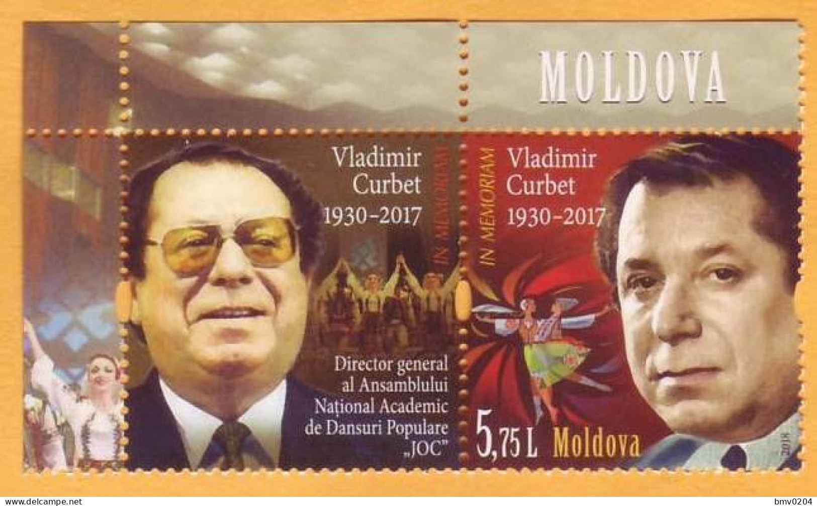 2018 Moldova Moldavie In Memory Vladimir Kurbet Curbet. Artist. Dancing. Ensemble "JOC" 1v Mint - Tanz