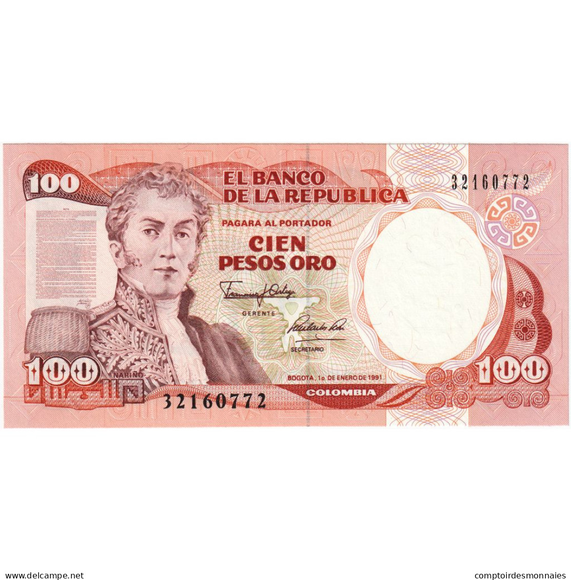 Colombie, 100 Pesos Oro, 1991, 1991-01-01, KM:426A, NEUF - Colombie