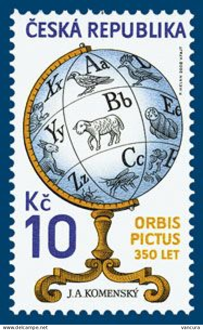 ** 551 Czech Republic Komensky's Orbis Pictus - Comenius 2008 Lamb, Hoopoe, Frog, Donkey - Ongebruikt