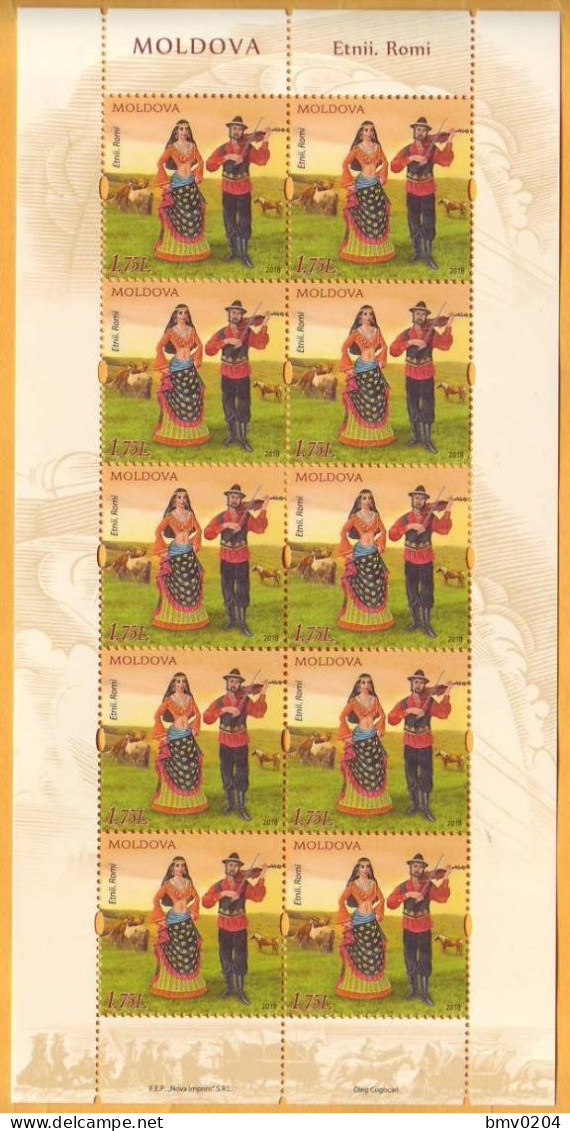 2018 Moldova Moldavie Roma The People Of Moldova Costumes, Horses, Wagon Sheet Mint - Kostüme