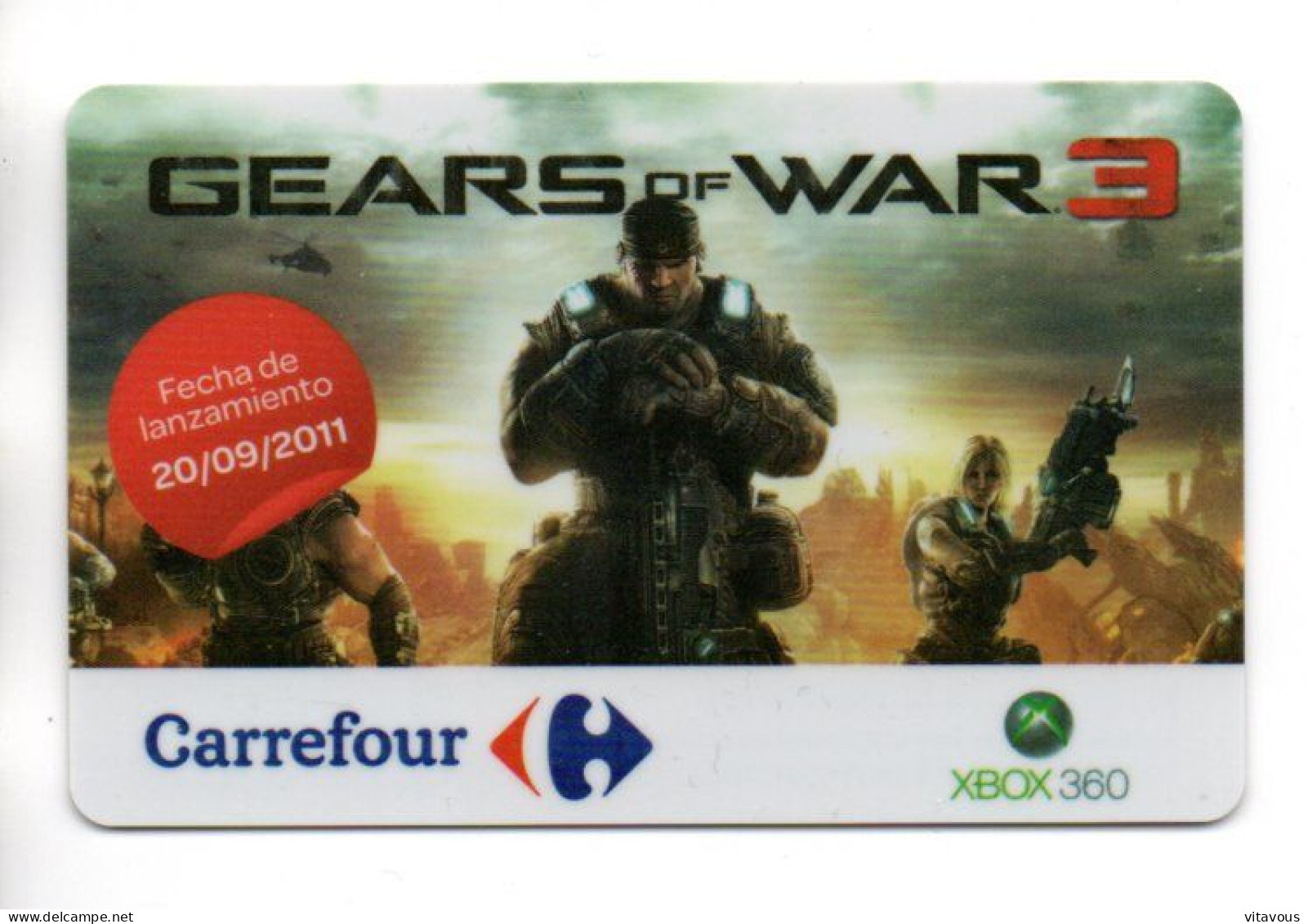 Carte Carrefour Vidéo GEARS OF WAR 3 Card  Karte (K 193) - Cartes GSM Prépayées & Recharges