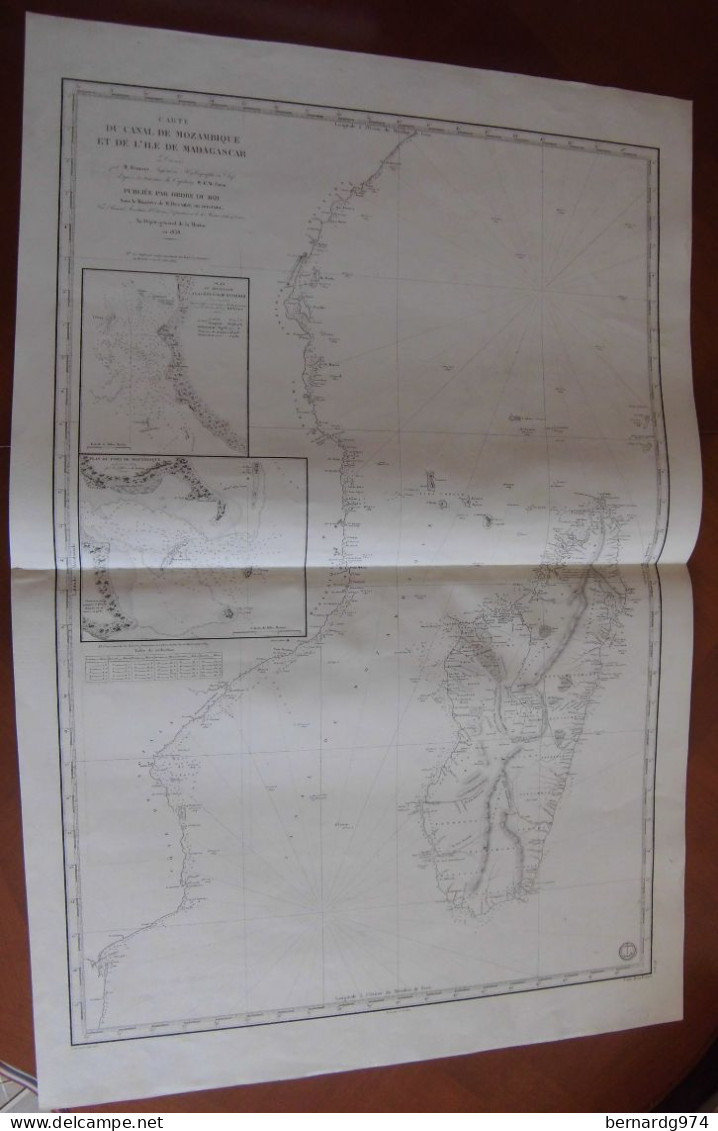 Canal Du Mozambique Madagascar Comores  : Très Grande Carte De 1838 Au Dépôt Général De La Marine - Carte Nautiche