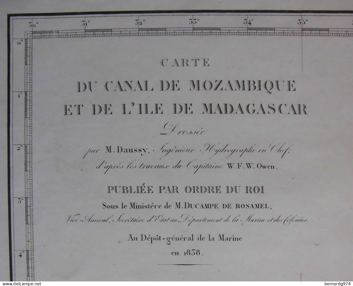 Canal Du Mozambique Madagascar Comores  : Très Grande Carte De 1838 Au Dépôt Général De La Marine - Cartas Náuticas