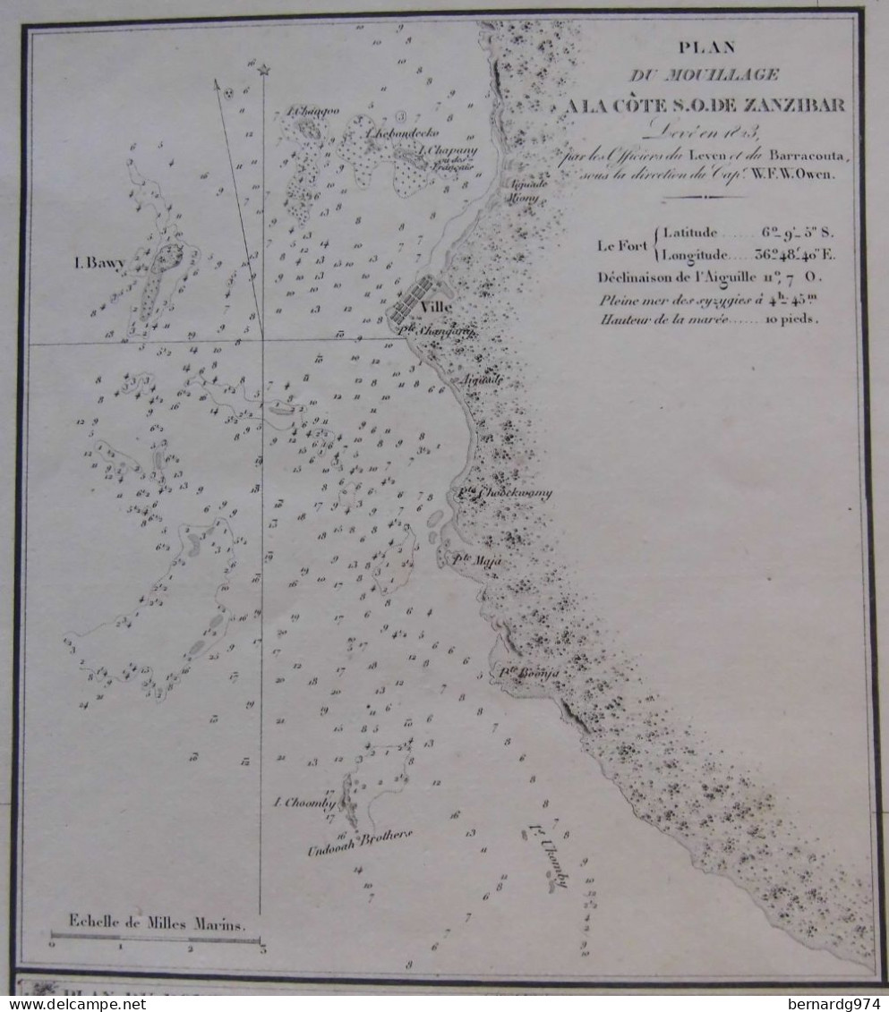 Canal Du Mozambique Madagascar Comores  : Très Grande Carte De 1838 Au Dépôt Général De La Marine - Zeekaarten