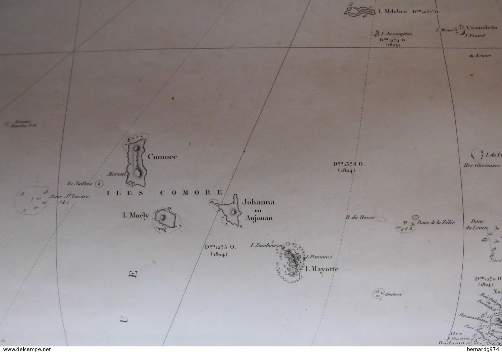 Canal Du Mozambique Madagascar Comores  : Très Grande Carte De 1838 Au Dépôt Général De La Marine - Seekarten