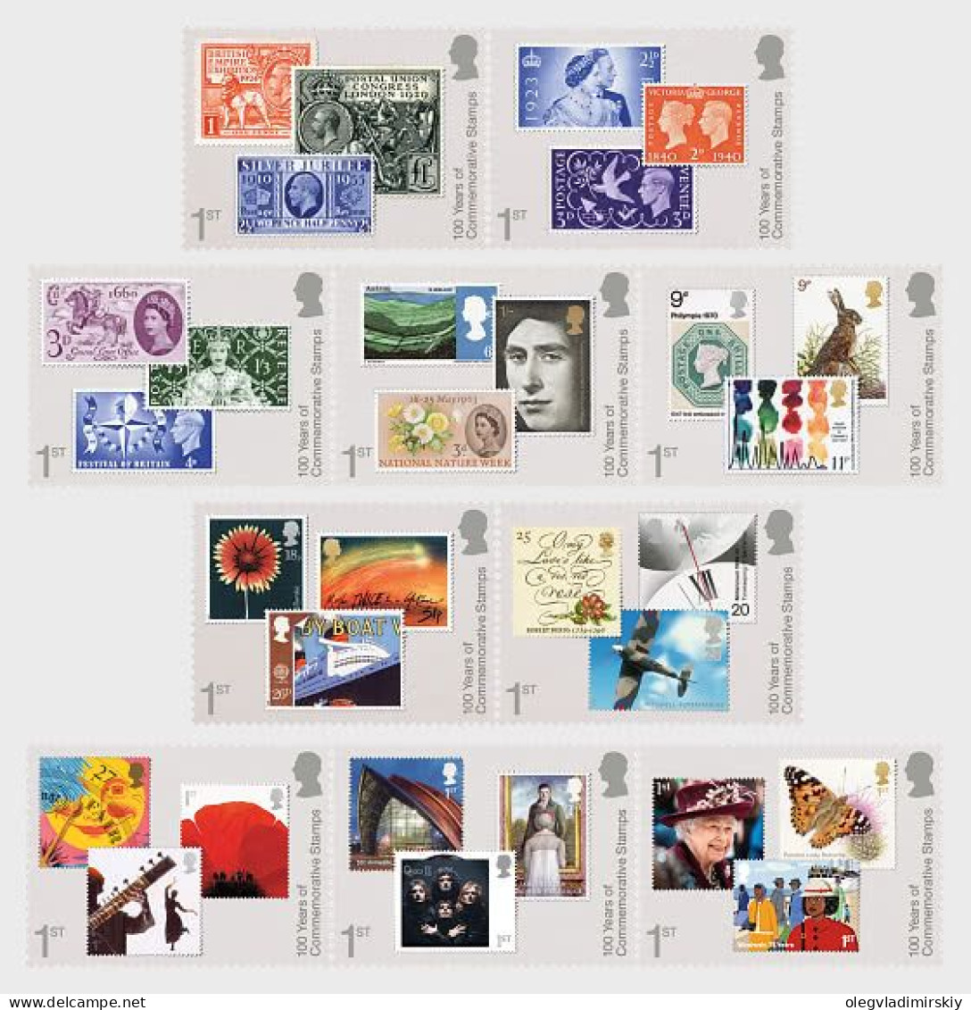 Great Britain United Kingdom 2024 100 Years Of Commemorative Stamps Set Of 8 Stamps MNH - Ongebruikt