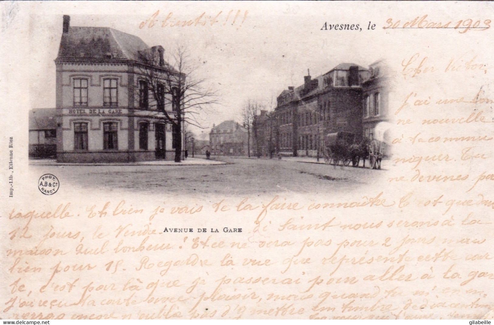 62 - Pas De Calais  -  AVESNES Le COMTE - Avenue De La Gare - Hotel De La Gare - Carte Precurseur 1903 - Avesnes Le Comte