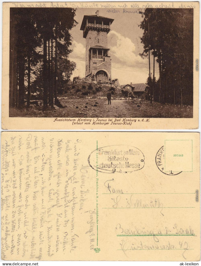 Bad Homburg Vor Der Höhe Aussichtsturm Herzberg Ansichtskarte1928 - Bad Homburg