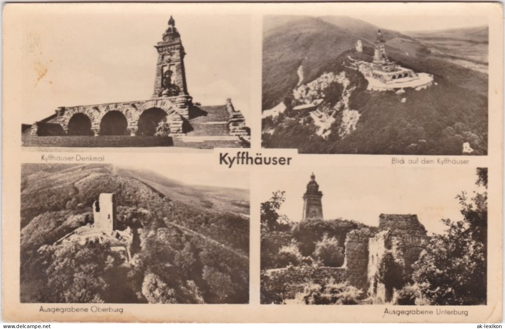 Ansichtskarte Kelbra (Kyffhäuser) 4 Bild: Denkmal Ua Aus Der Luft 1957  - Kyffhäuser