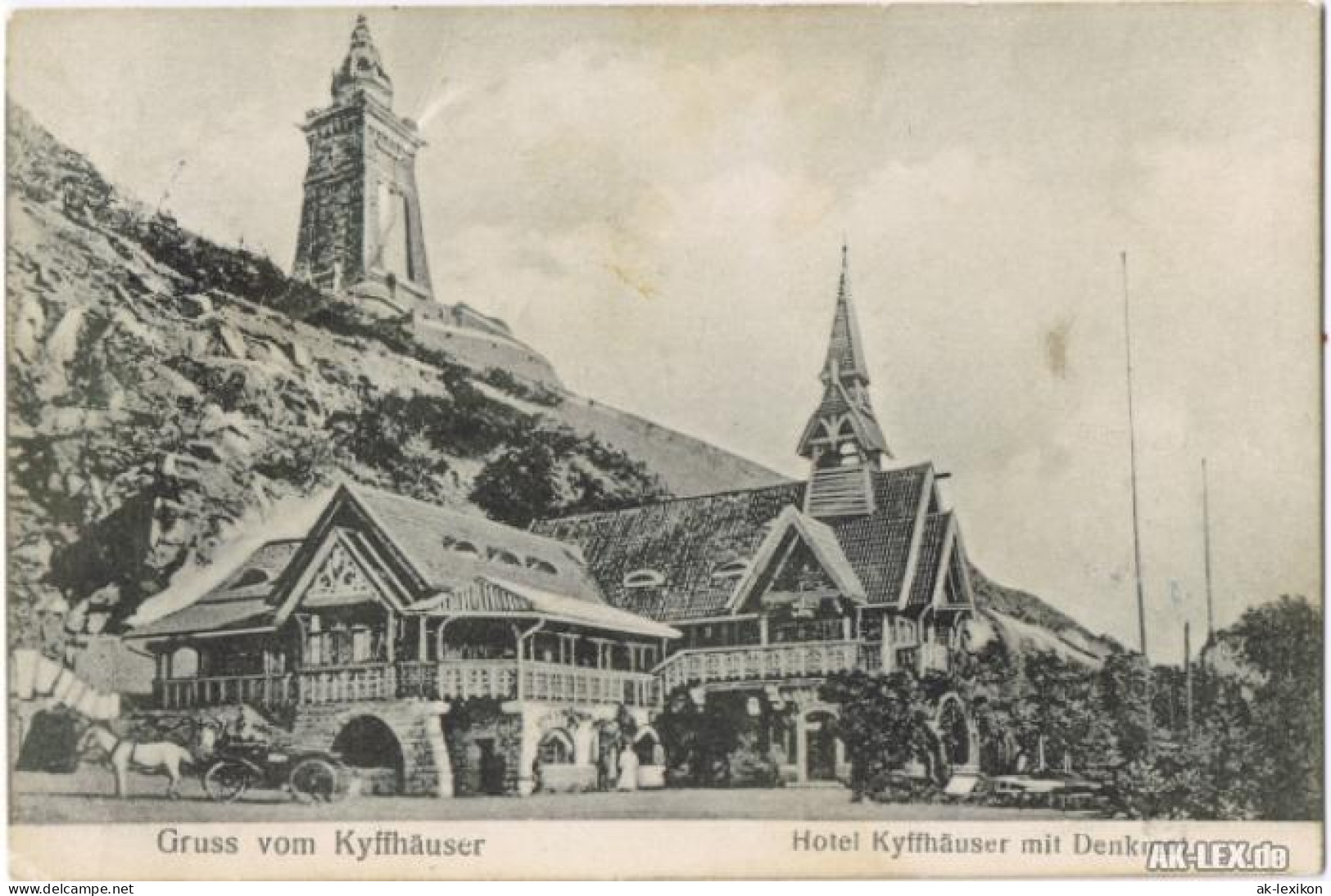 Kelbra (Kyffhäuser) Gruss Vom... Hotel Kyffhäuser Mit Denkmal 1907 - Kyffhäuser