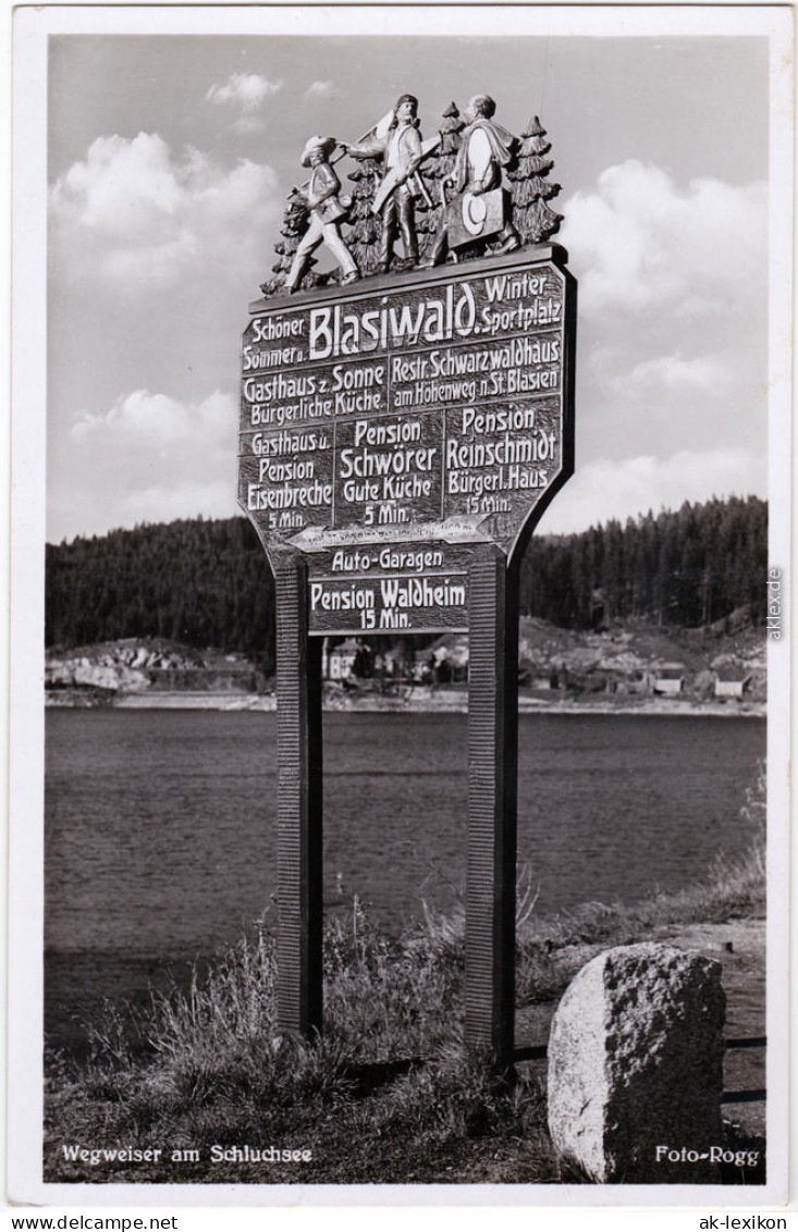 Foto Ansichtskarte Schluchsee Blasiwald, Wegweiser Am Schluchsee 1932 - Schluchsee