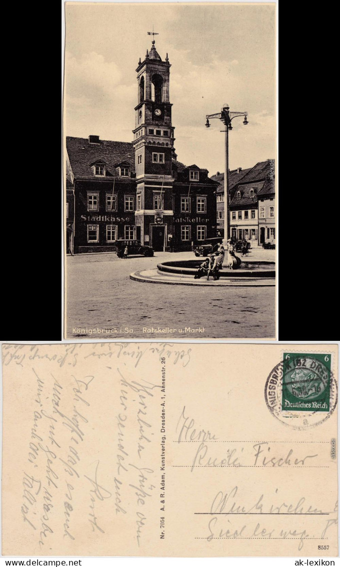 Fotokarte Königsbrück Kinspork Prtie Am Ratskeller  - Markt 1935 - Königsbrück
