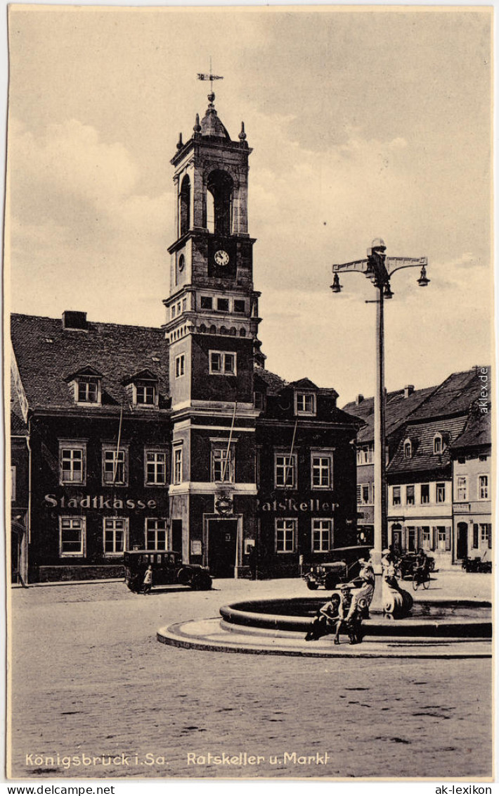 Fotokarte Königsbrück Kinspork Prtie Am Ratskeller  - Markt 1935 - Königsbrück