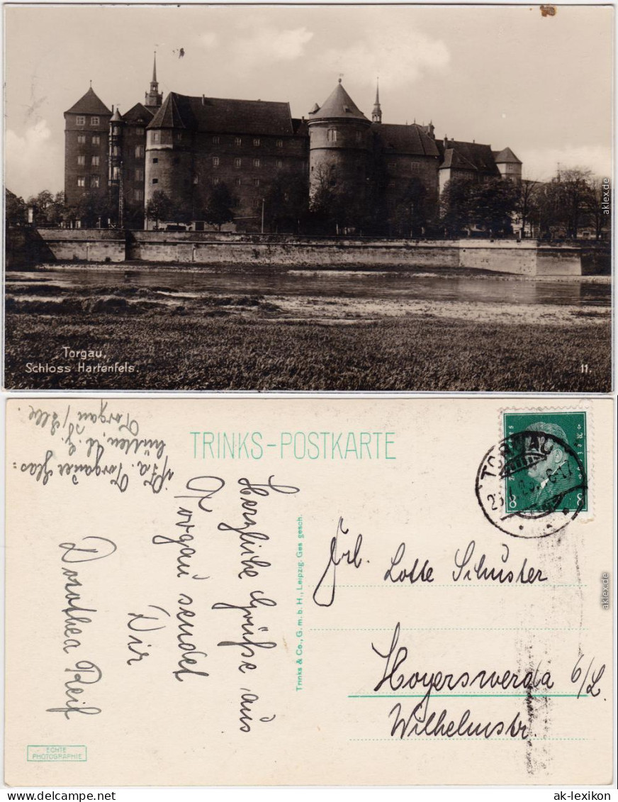 Torgau Partie Am Schloß  Hartenfels Foto Ansichtskarte  1929 - Torgau