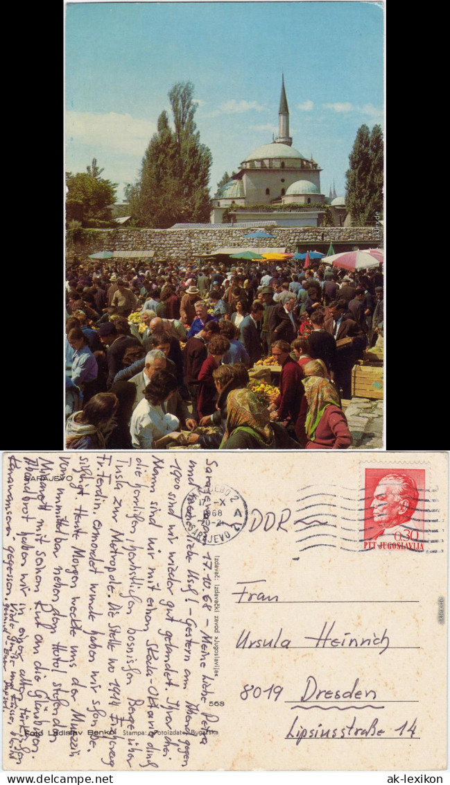 Sarajevo Belebter Markt  Ansichtskarte 1968 - Bosnia Erzegovina