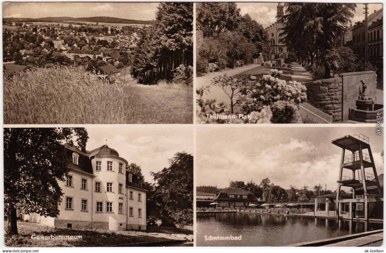 Markneukirchen 4 Bild: Thälmann-Platz, Gewerbemuseum Und Schwimmbad 1963 - Markneukirchen