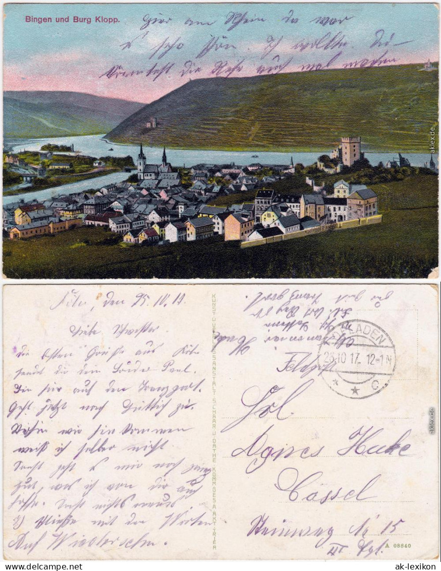 Ansichtskarte Bingen Am Rhein Bingen Und Burg Klopp 1917 - Bingen