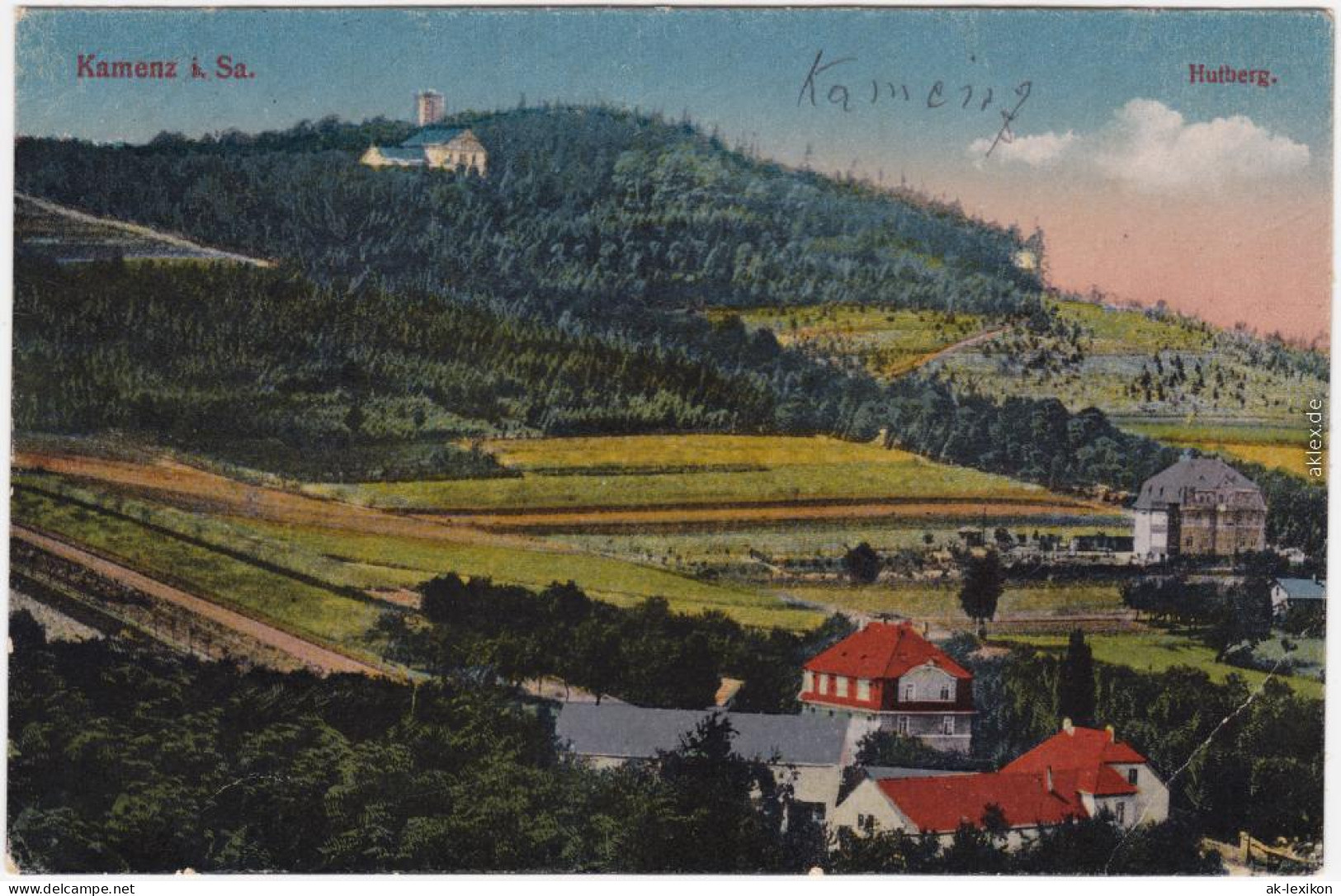 Kamenz Kamjenc Blick Auf Den Hutberg Ansichtskarte Oberlausitz 1935 - Kamenz