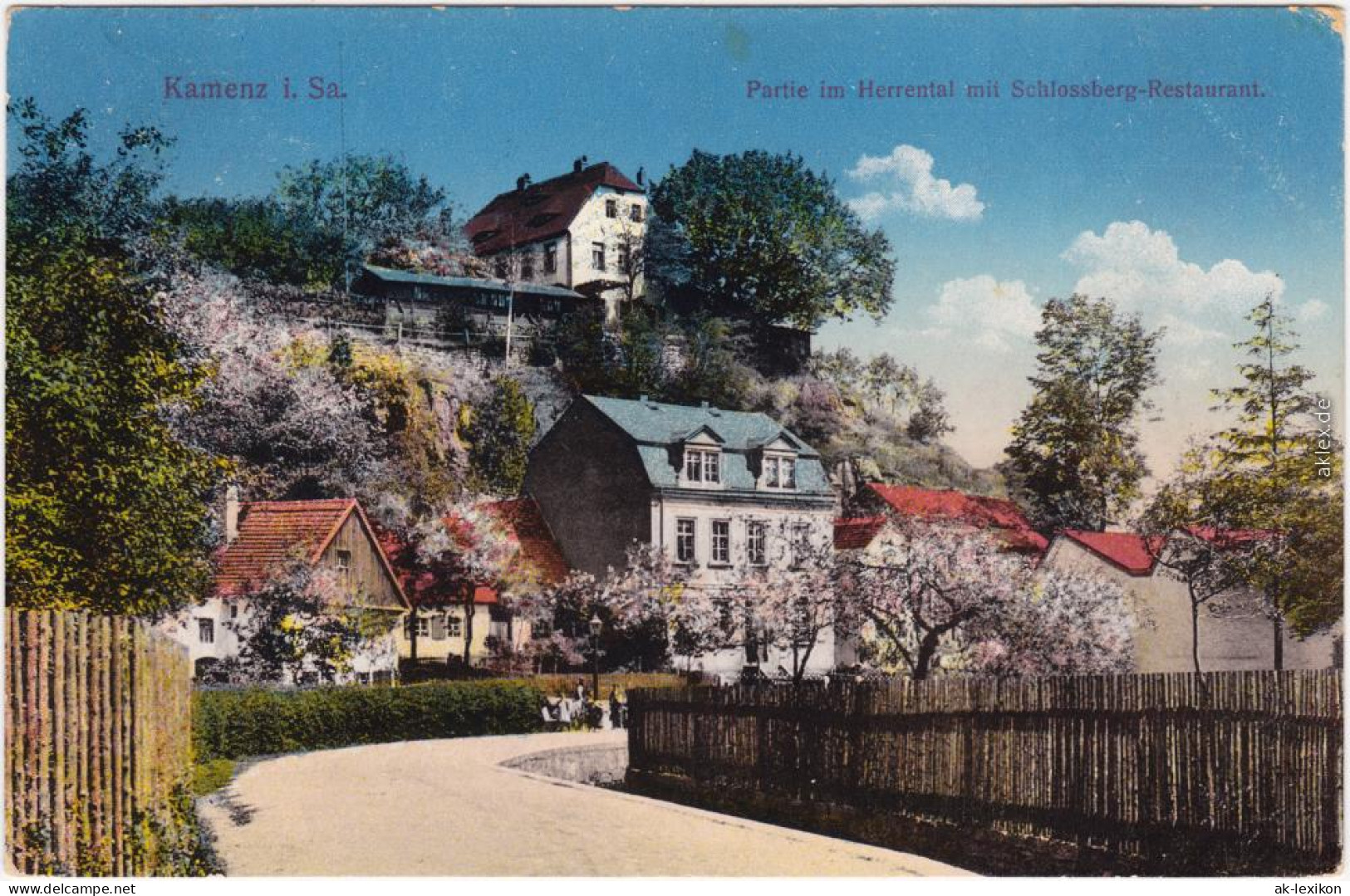 Kamenz Kamjenc Straßenpartie Im Herrental Oberlausitz Ansichtskarte 1915 - Kamenz