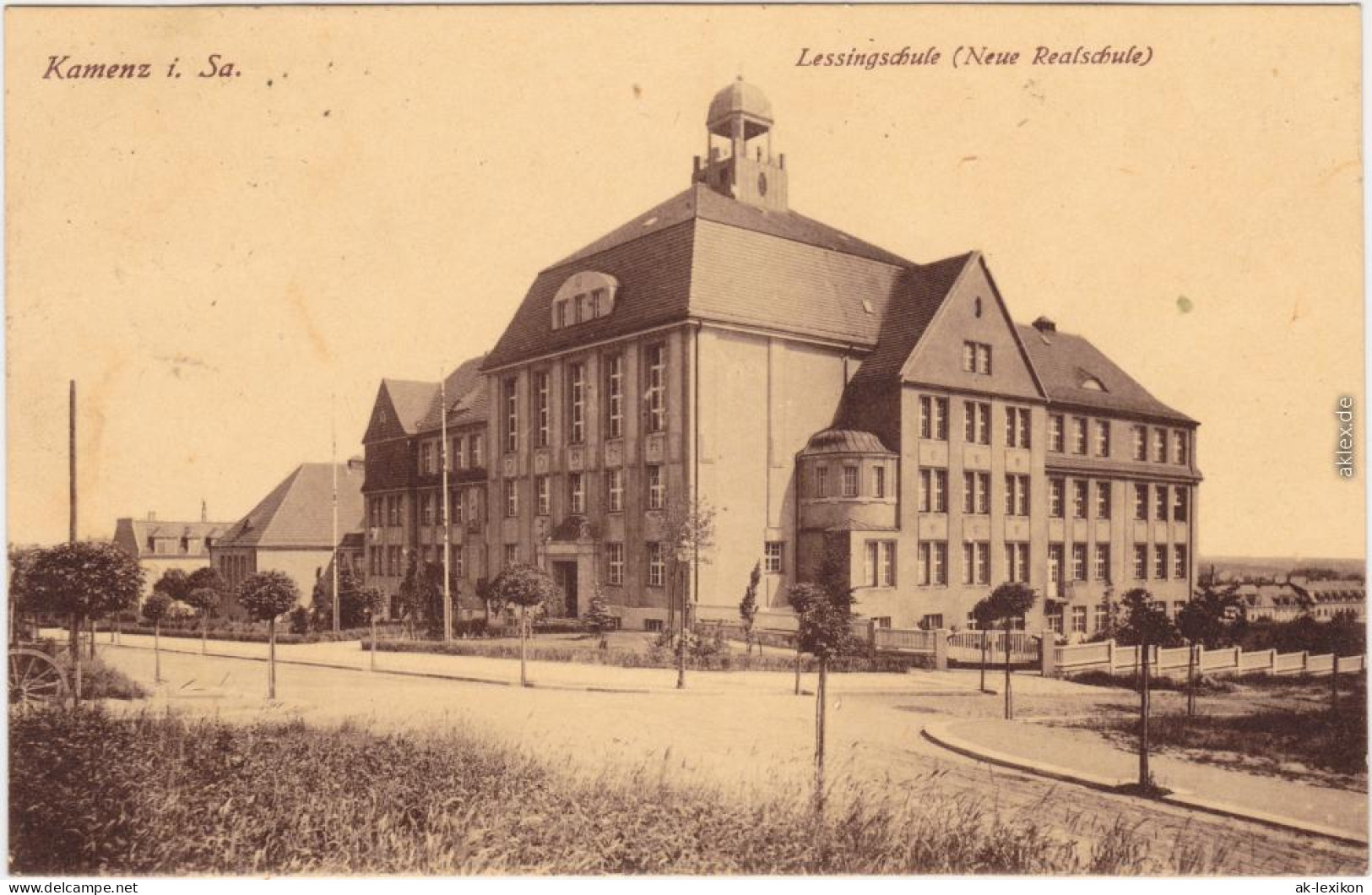 Kamenz Kamjenc Straßenpartie An Der Lessingschule Oberlausitz  1923 - Kamenz
