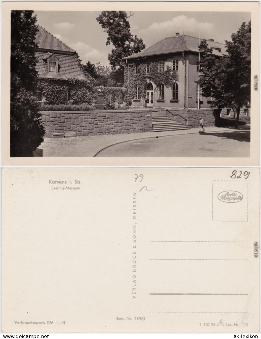 Kamenz Kamjenc Lessing-Museum Ansichtskarte Oberlausitz 1956 - Kamenz